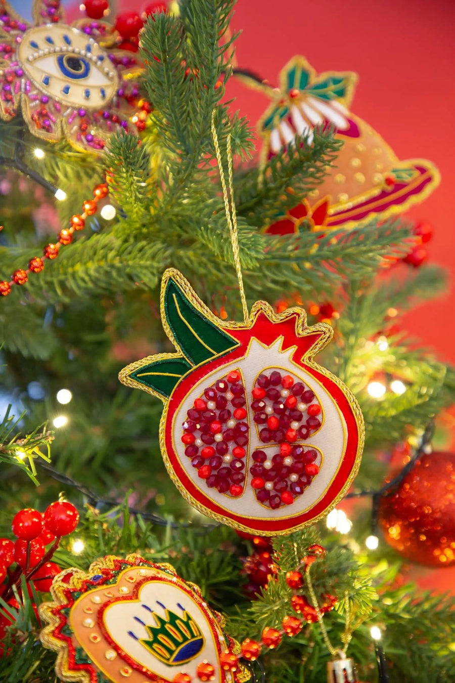 Hand Embroidery Napking Ring Pomegranate – IL Natale del Re – Amprio Milano