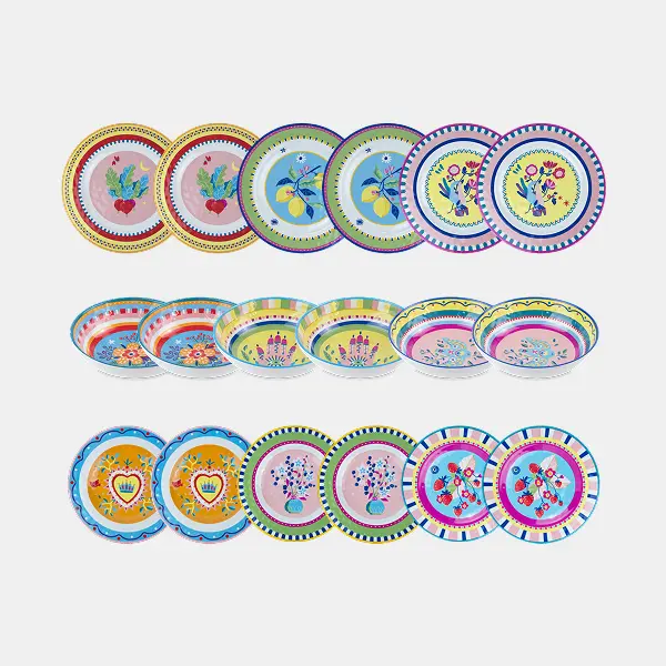 Melamine Dinner Set for 6 – Mamma Mia Collection Amprio Milano